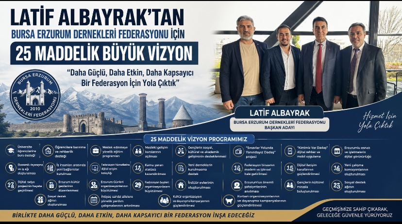 Latif Albayrak’tan Bursa Erzurum Dernekleri Federasyonu İçin 25 Maddelik Büyük Vizyon